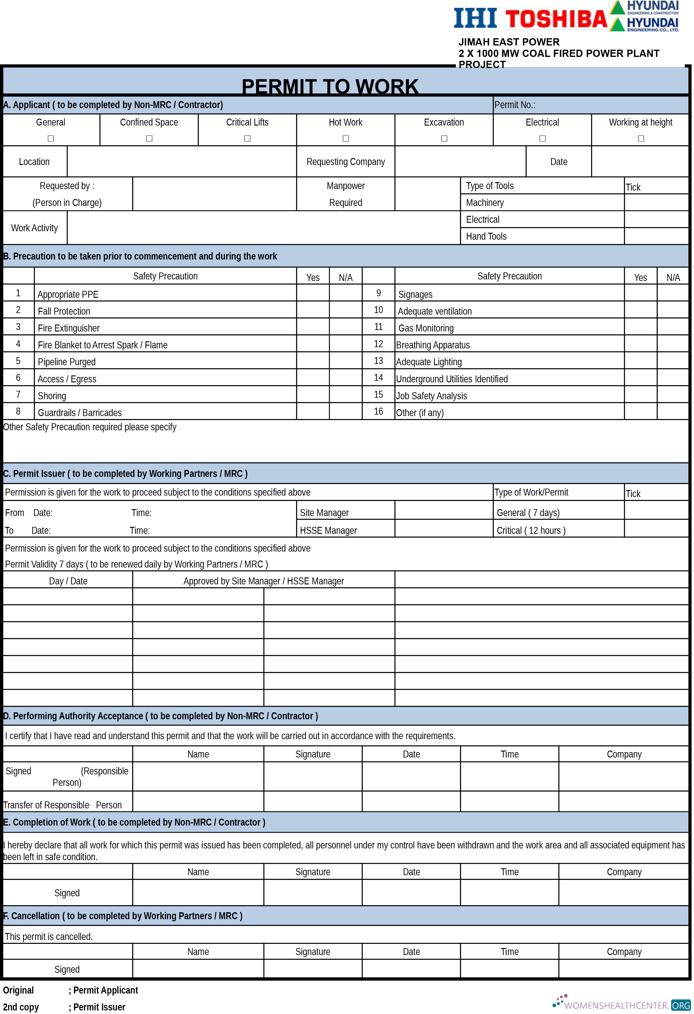 Download Ihi Toshiba work permit Photoshop template
